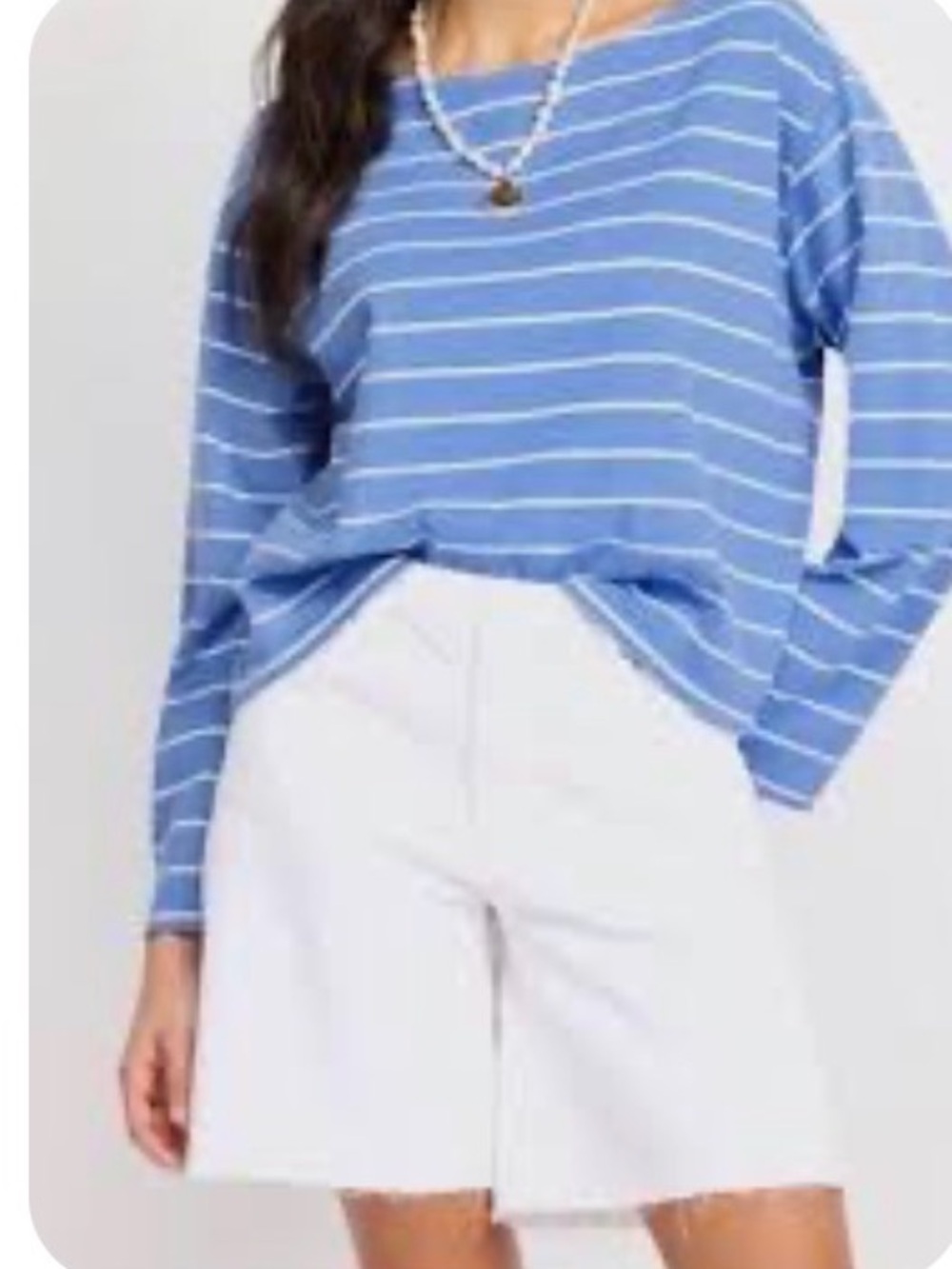 Marine Layer Blue and White Striped Long-Sleeve Tee Medium